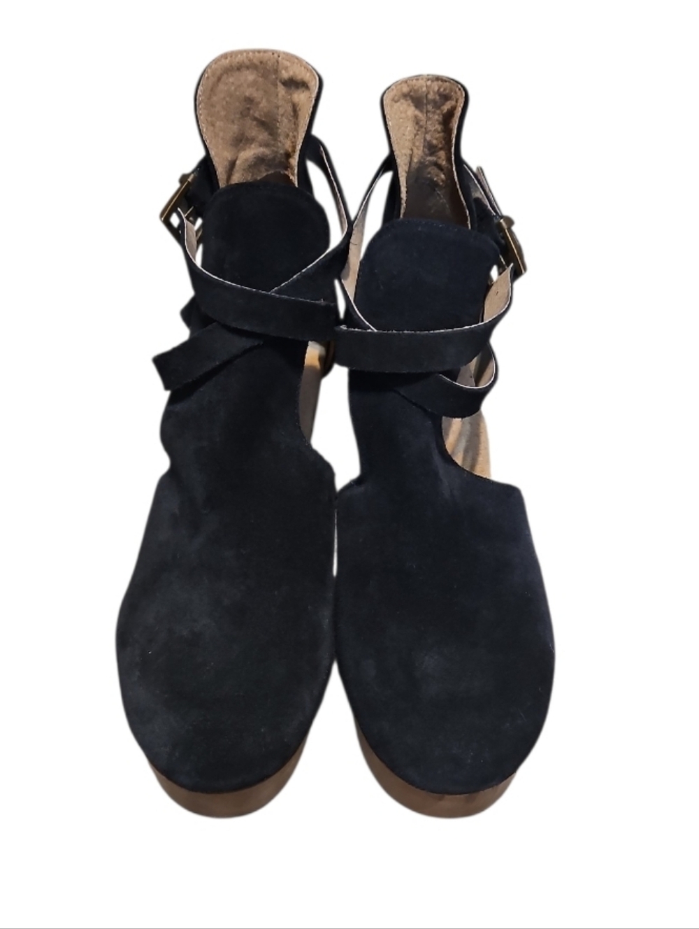 Free People Cedar Black Suede Clog Criscross Clog Platform Sandals - Picture 7 of 14